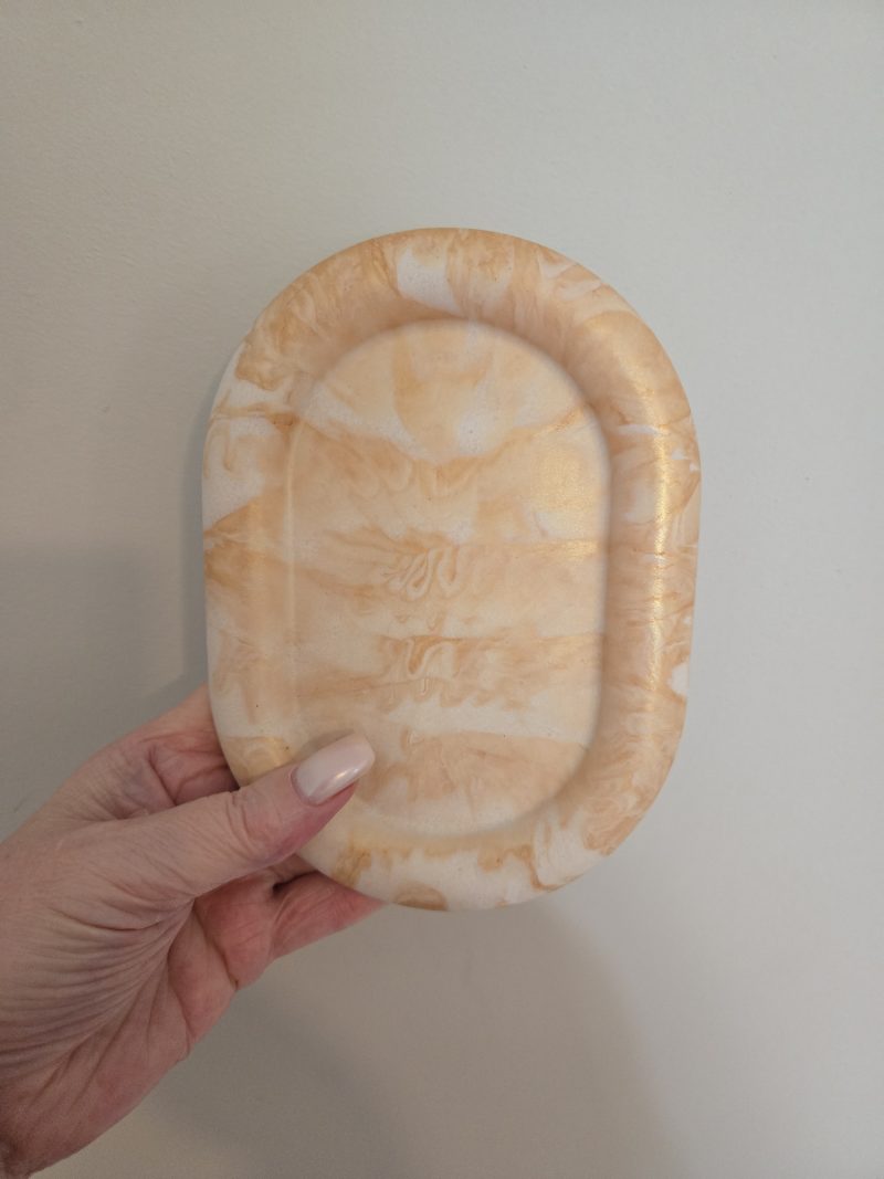 Handcrafted Gold Marble Oval Trinket Tray / Vanity Dish ✨