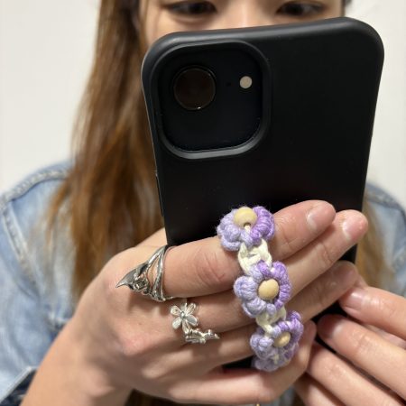 Purple/Lilac Floral phone lanyard keyring