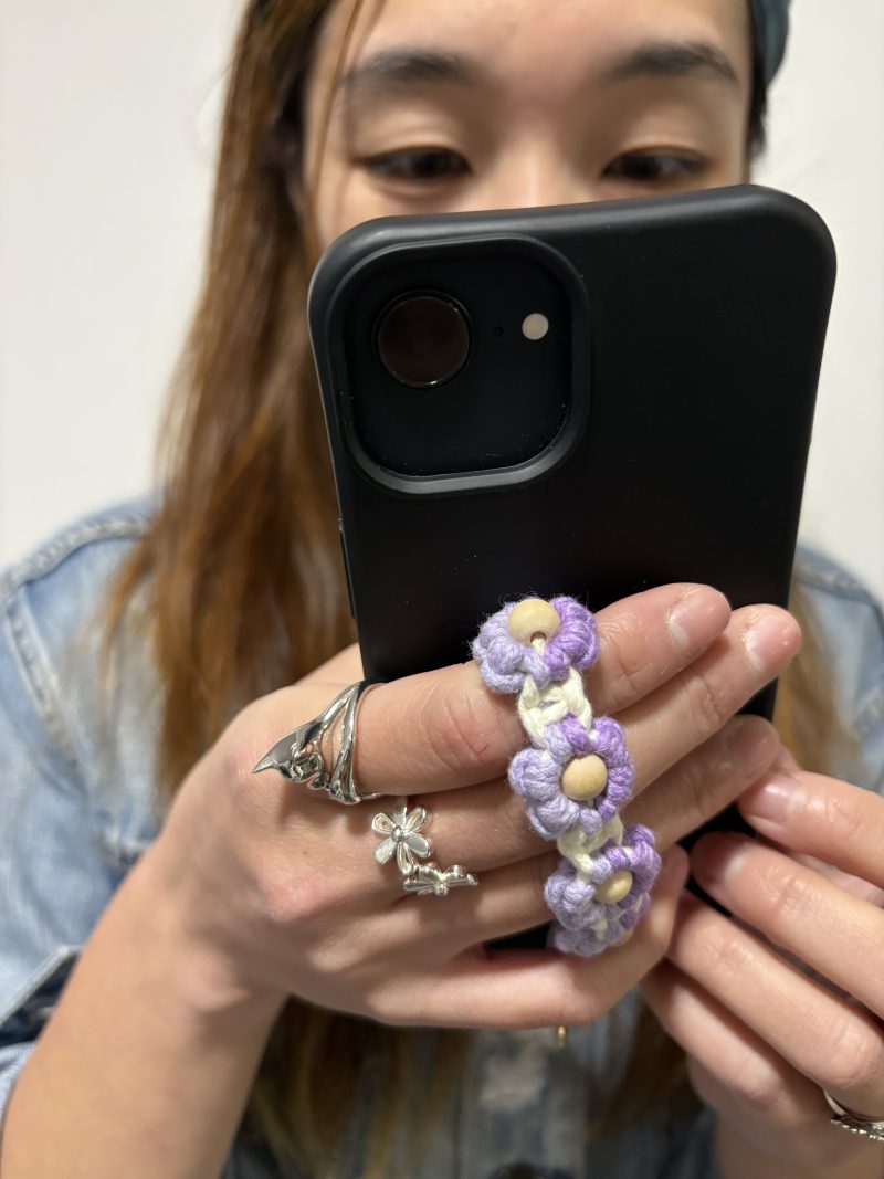 Purple/Lilac Floral phone lanyard keyring