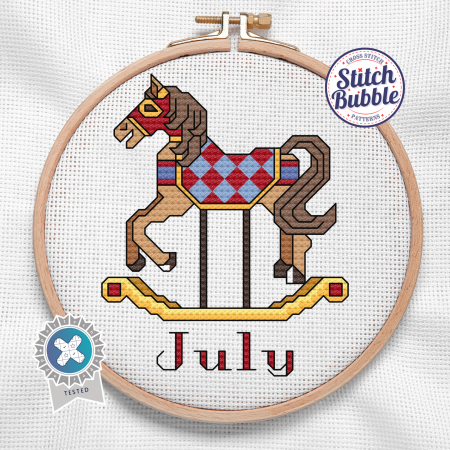 July ~ Rocking Horse ~ Cross Stitch Pattern PDF