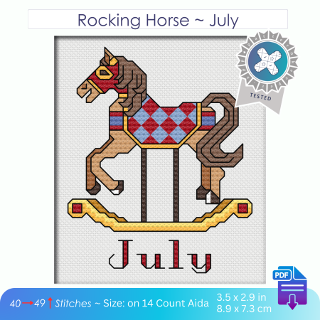 July ~ Rocking Horse ~ Cross Stitch Pattern PDF