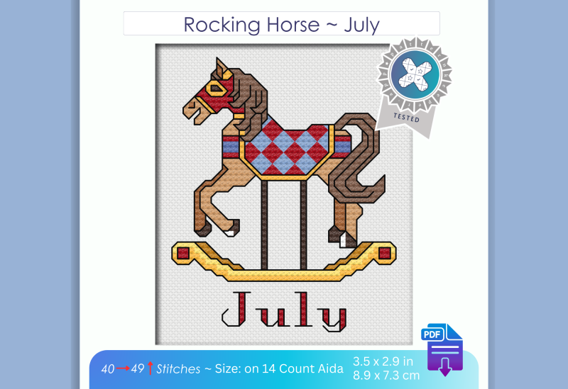 July ~ Rocking Horse ~ Cross Stitch Pattern PDF