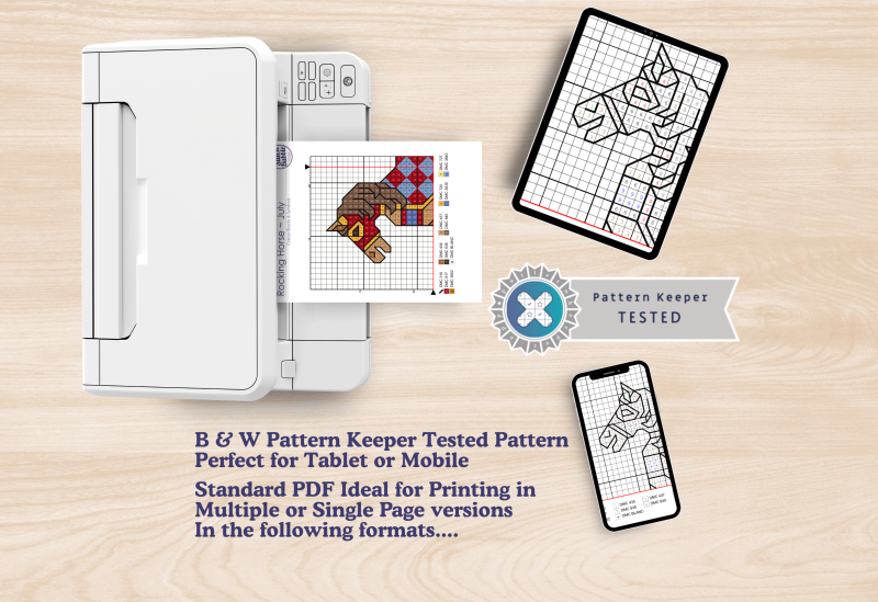 July ~ Rocking Horse ~ Cross Stitch Pattern PDF
