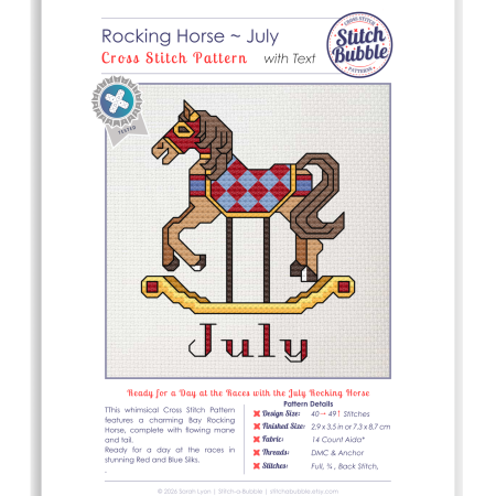 July ~ Rocking Horse ~ Cross Stitch Pattern PDF