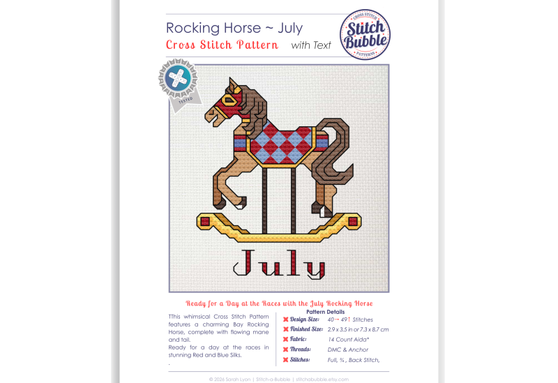 July ~ Rocking Horse ~ Cross Stitch Pattern PDF