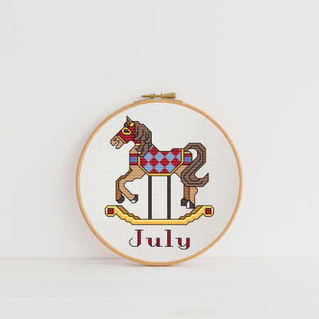 July ~ Rocking Horse ~ Cross Stitch Pattern PDF