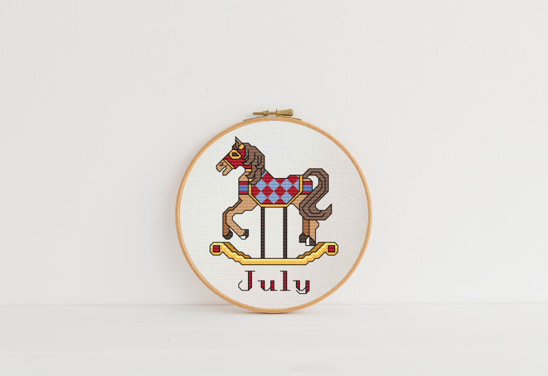 July ~ Rocking Horse ~ Cross Stitch Pattern PDF