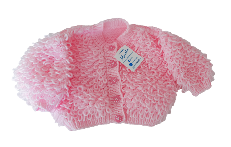 Hand Knitted Baby Girl's Loopy Cardigan