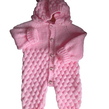 Baby's Pink Hooded Romper Suit