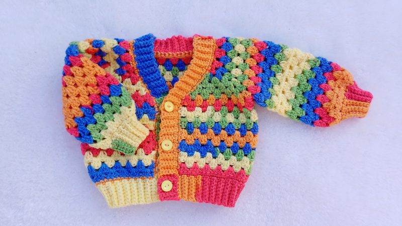 Colourful Crochet Cardigan for Babies and Toddlers.