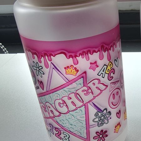 Teacher tumbler with straw