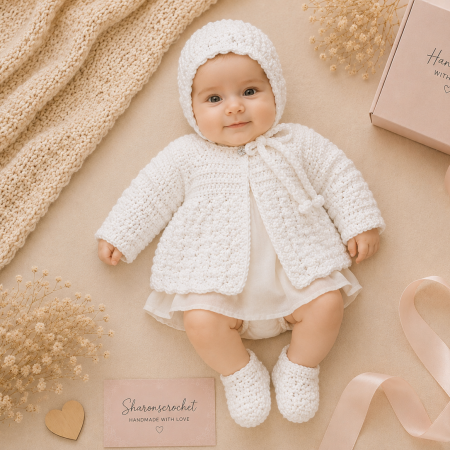 🎁 Handmade Shell Stitch Baby Gift Set 🎁