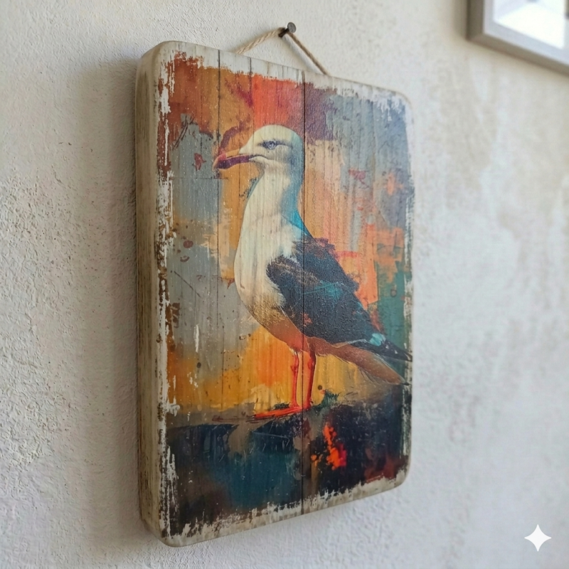Handcrafted Seagull Wood Art | Rustic Nature Decor