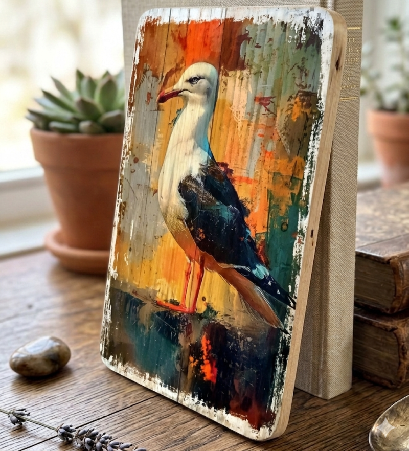 Handcrafted Seagull Wood Art | Rustic Nature Decor