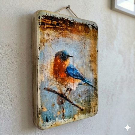 Handcrafted Bluebird Wood Art | Rustic Nature Decor