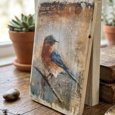 Handcrafted Bluebird Wood Art | Rustic Nature Decor