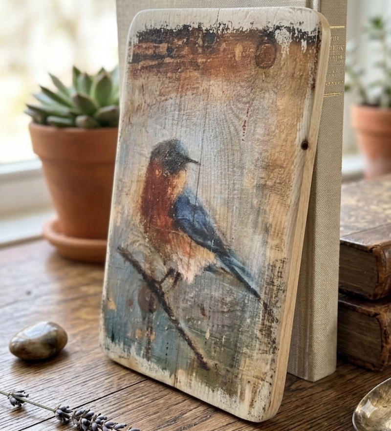 Handcrafted Bluebird Wood Art | Rustic Nature Decor