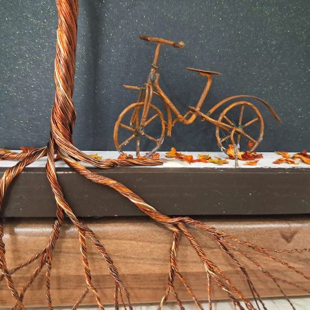 Unique creative hand made 3D wire tree shadow box art