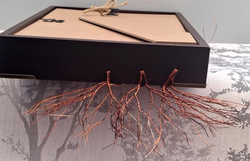 Unique creative hand made 3D wire tree shadow box art