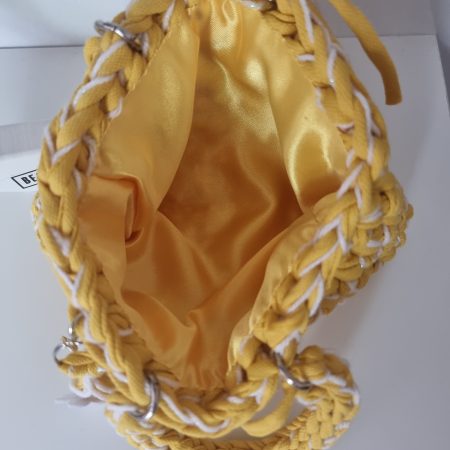 Handmade Crochet Tote Bag – Yellow & White