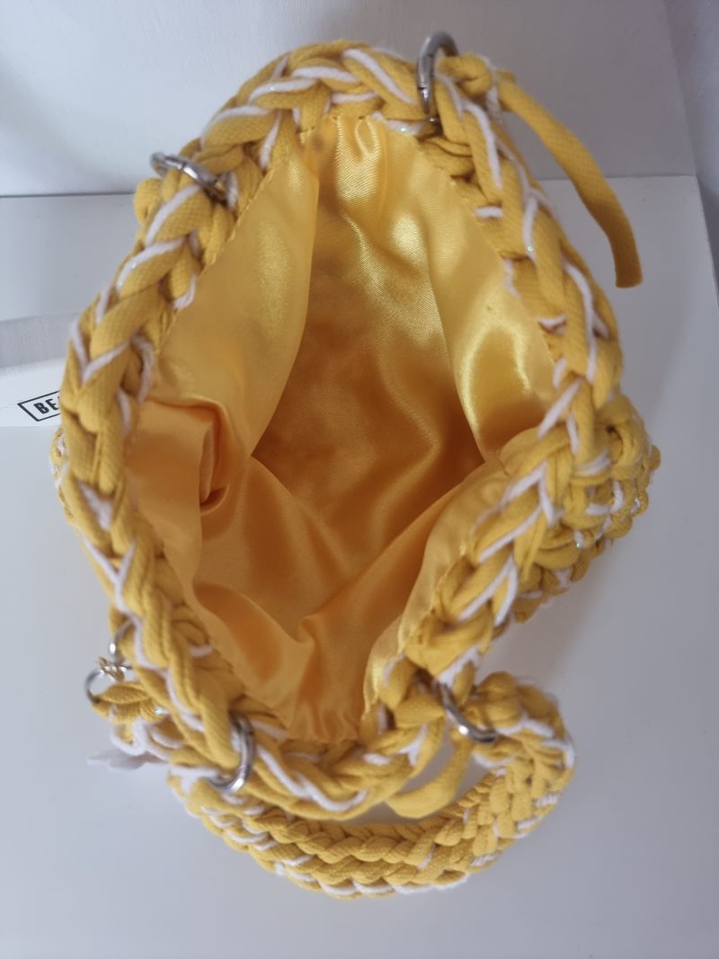 Handmade Crochet Tote Bag – Yellow & White