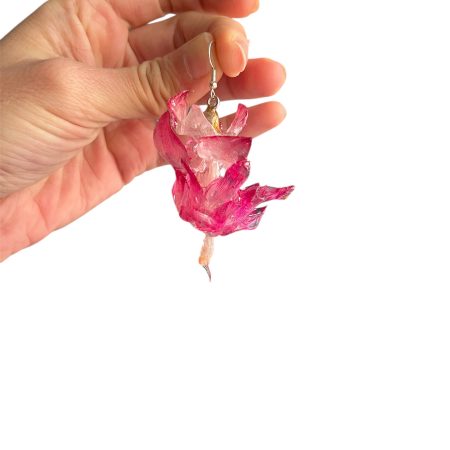 Handmade Resin Flower Earrings – Real Winter Cactus, Botanical Jewelry