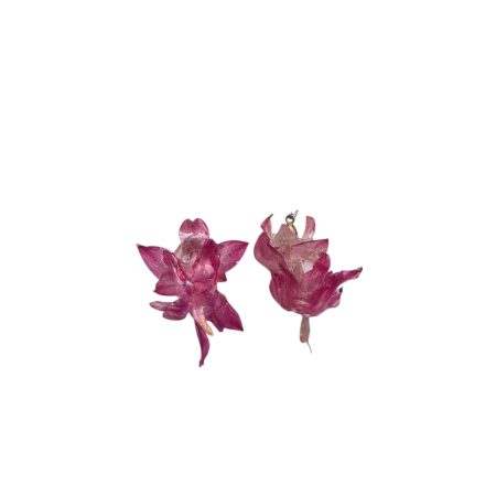 Handmade Resin Flower Earrings – Real Winter Cactus, Botanical Jewelry