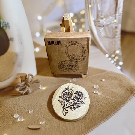 Hand-Burned Floral Compact Mirror