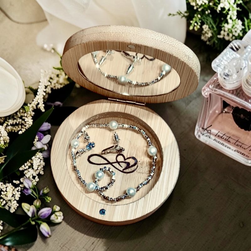 Hand-Burned Floral Compact Mirror