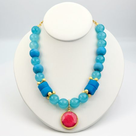 Turquoise and Fushsia Statement Necklace