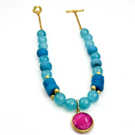 Turquoise and Fushsia Statement Necklace