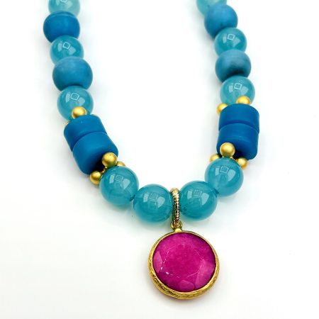 Turquoise and Fushsia Statement Necklace