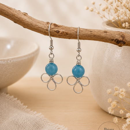 Amazonite Trefoil Crystal Earrings