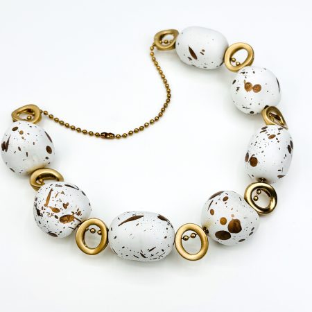 White and Cream Gold Statement Necklace