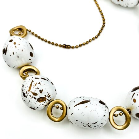 White and Cream Gold Statement Necklace