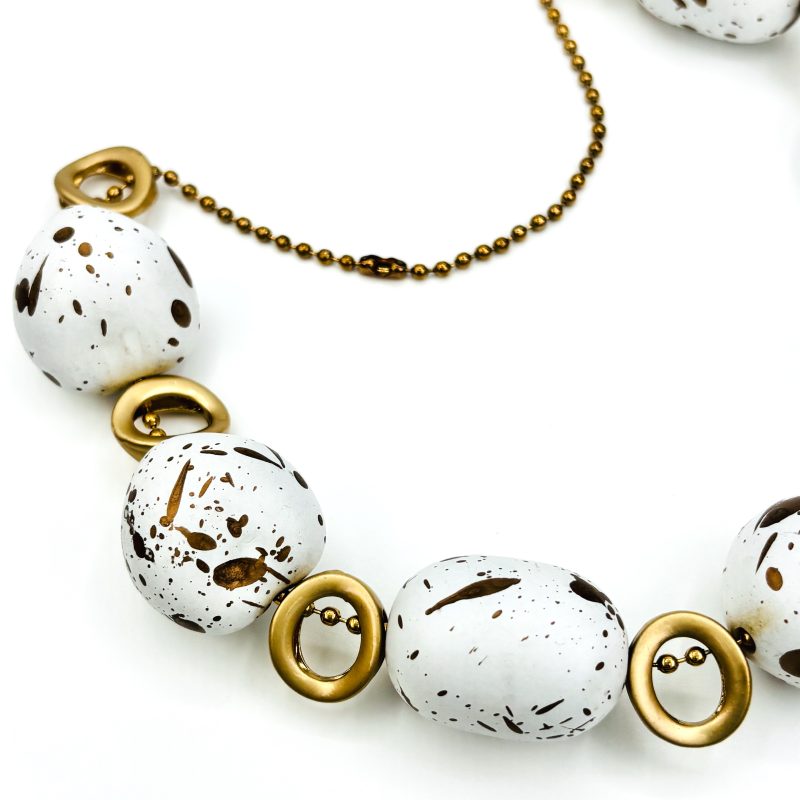 White and Cream Gold Statement Necklace