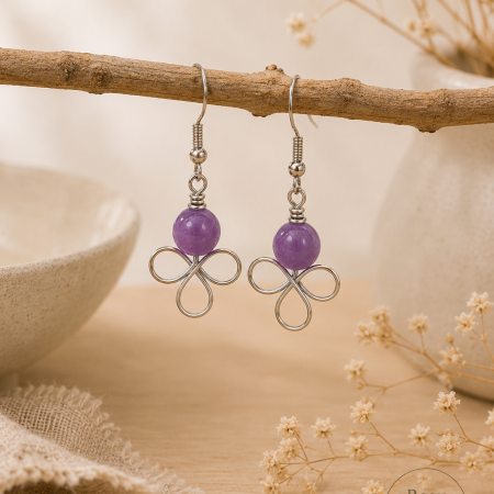 Amethyst Trefoil Crystal Earrings