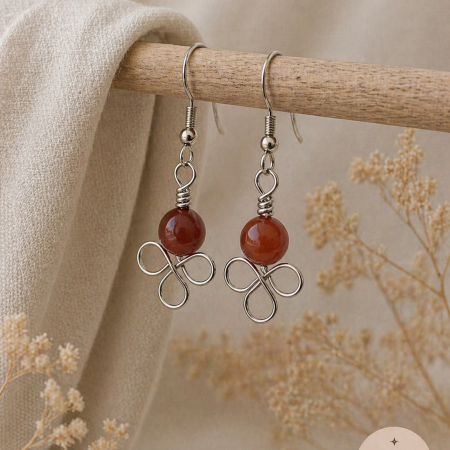 Carnelian Trefoil Crystal Earrings
