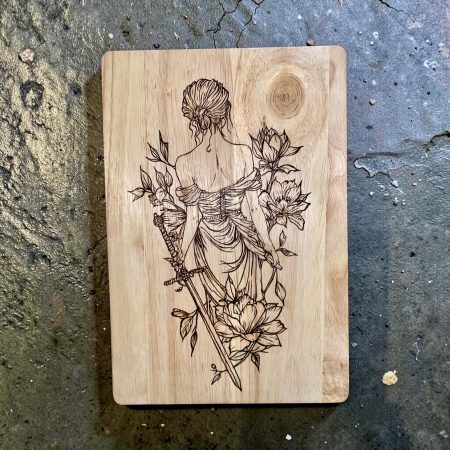 Hand Burned Floral Lady Wooden Chopping Board | Decorative Serving Board | Handmade Pyrography Gift