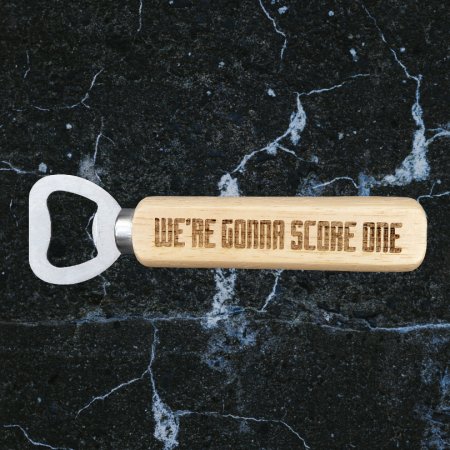 Laser engraved world cup 26 bottle opener with quote