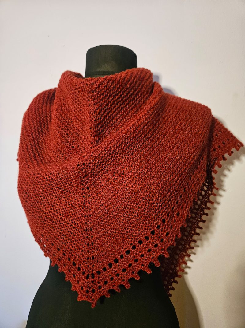 Handknitted 100% wool shawl.