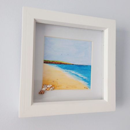 Filey Brigg Original Framed Acrylic Painting with Shell Detail