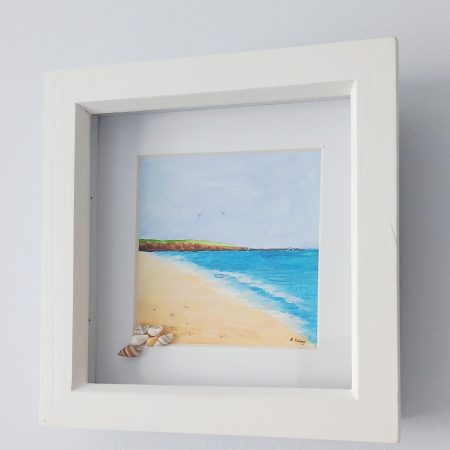 Filey Brigg Original Framed Acrylic Painting with Shell Detail