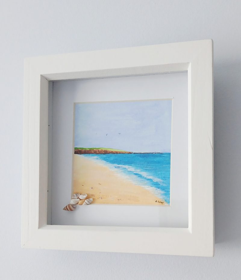 Filey Brigg Original Framed Acrylic Painting with Shell Detail