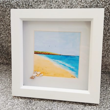Filey Brigg Original Framed Acrylic Painting with Shell Detail