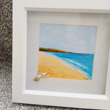 Filey Brigg Original Framed Acrylic Painting with Shell Detail