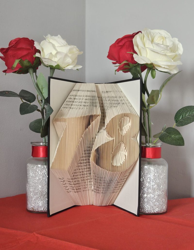 Folded Book Art. 18th Birthday. Recycled Book Gift.
