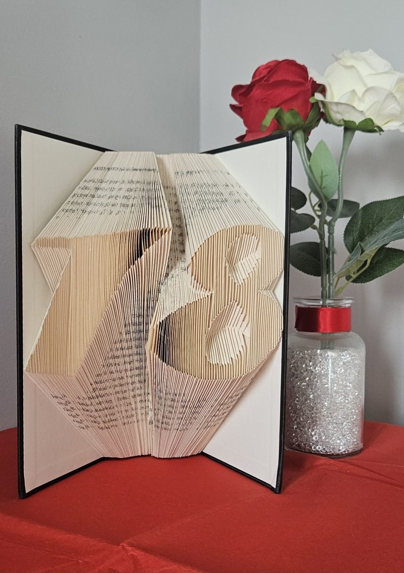 Folded Book Art. 18th Birthday. Recycled Book Gift.