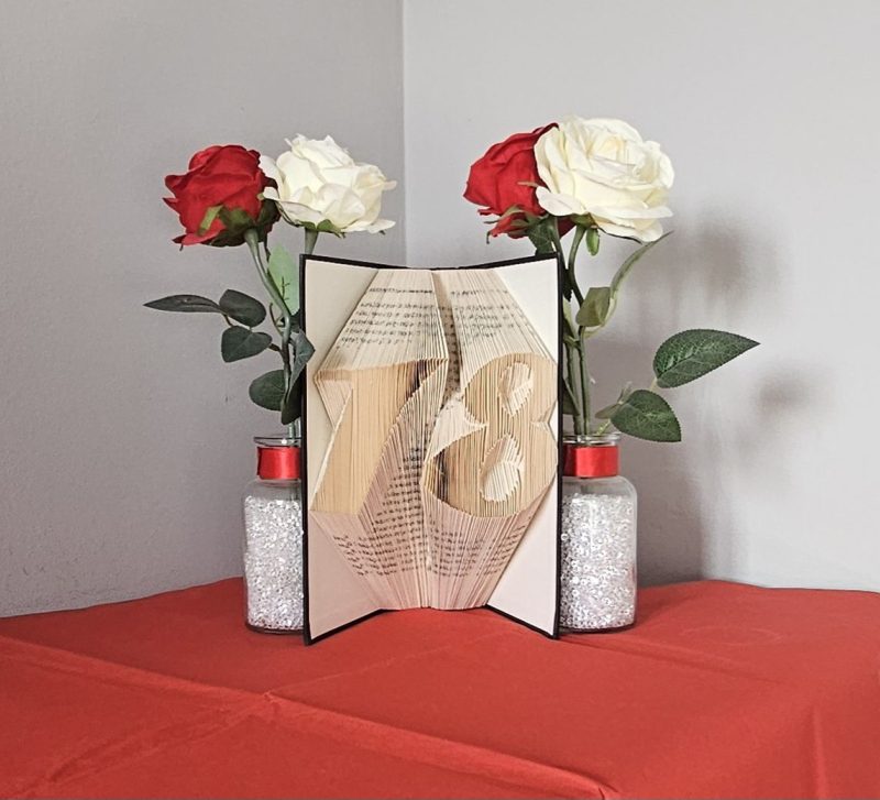 Folded Book Art. 18th Birthday. Recycled Book Gift.