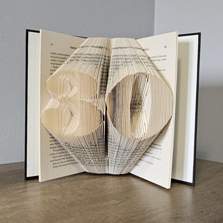 Folded Book Art. 30th Birthday. Recycled Book Gift.